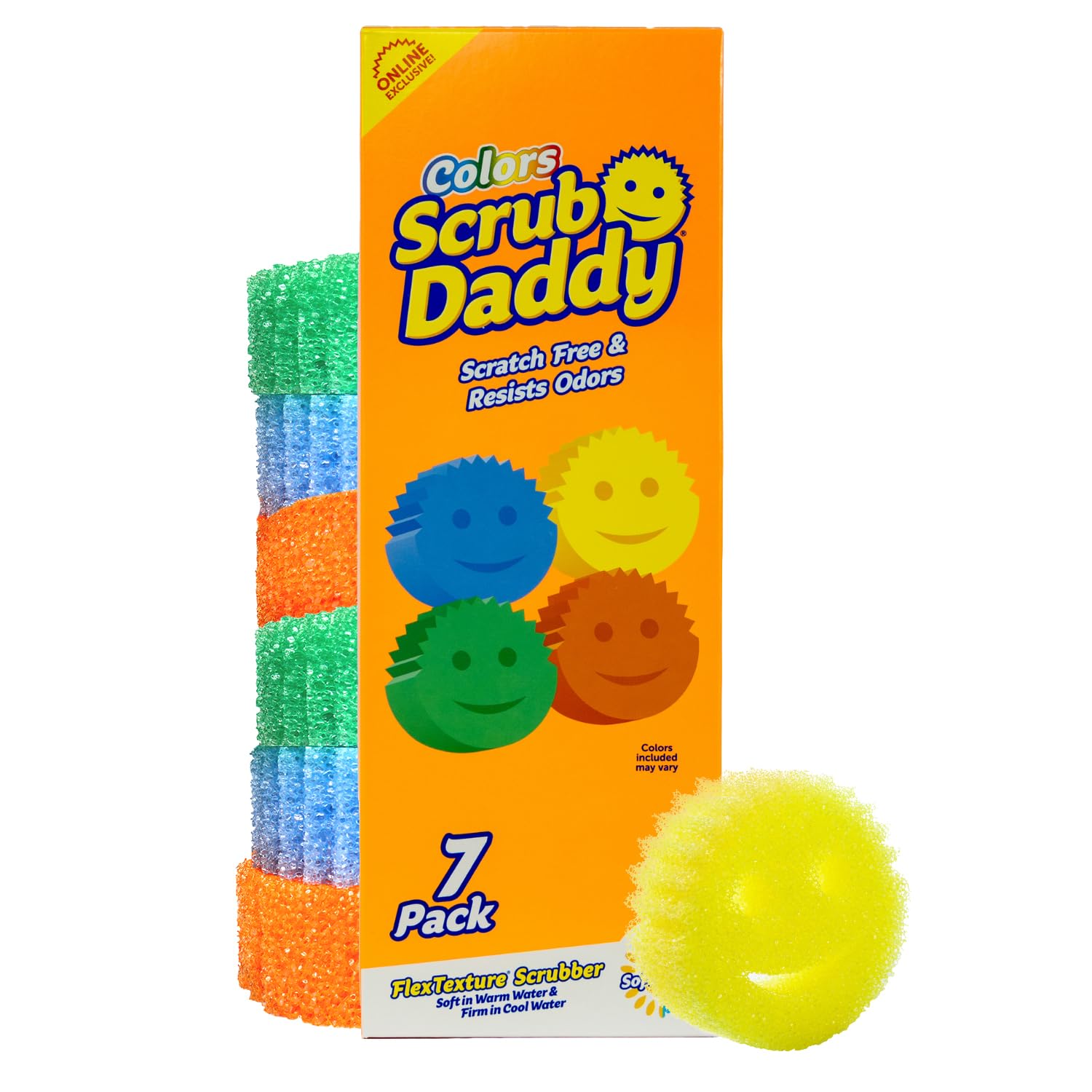 Scrub Daddy Color Sponges - Scratch-Free Multipurpose Dish Sponges for Kitchen, Bathroom & Household Cleaning - Made with BPA-Free Polymer Foam (3 Count)